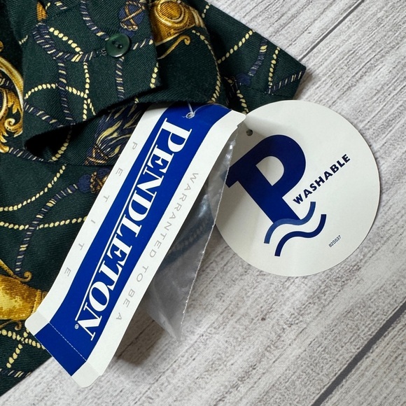 Pendleton Vintage Women’s Rayon Green‎ Gold Equestrian Blouse Size 14 Petite NWT - Picture 3 of 9